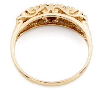 9ct gold Garnet/Opal half hoop Ring size M